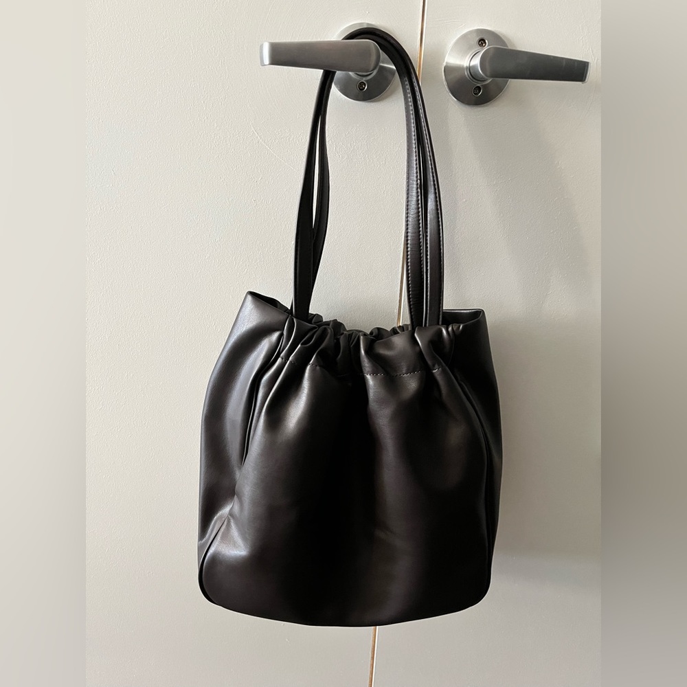 Banana Republic Factory Gathered Leather Tote Brown Shoulder Bag NWT